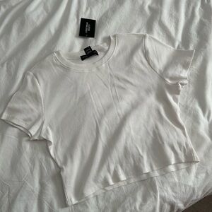 NWT White Ribbed Crop Top